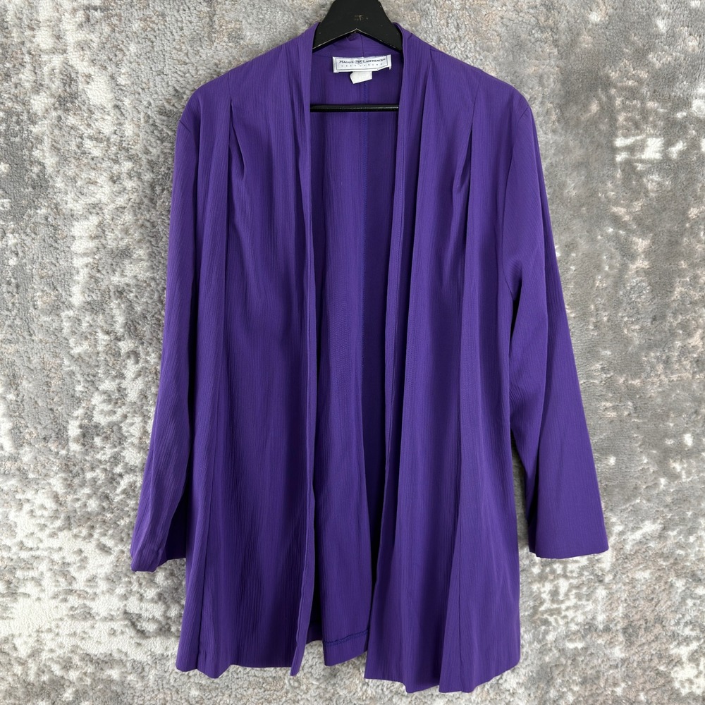 Maggie Lawrence Size L Open Front Textured Lightweight Cardigan‎ Purple Women
